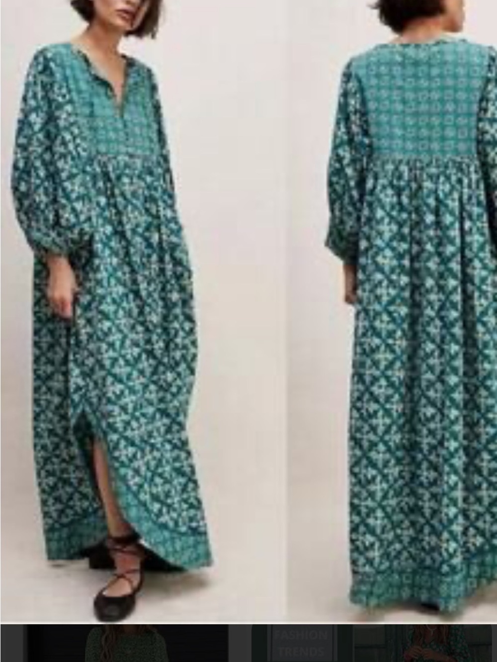 Free People Hazy Maisy Teal Patterned Maxi Dress cotton XS